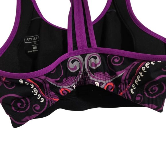 Athleta Black and Red Purple White Floral Sports Bra Workout Athleisure - Picture 5 of 6